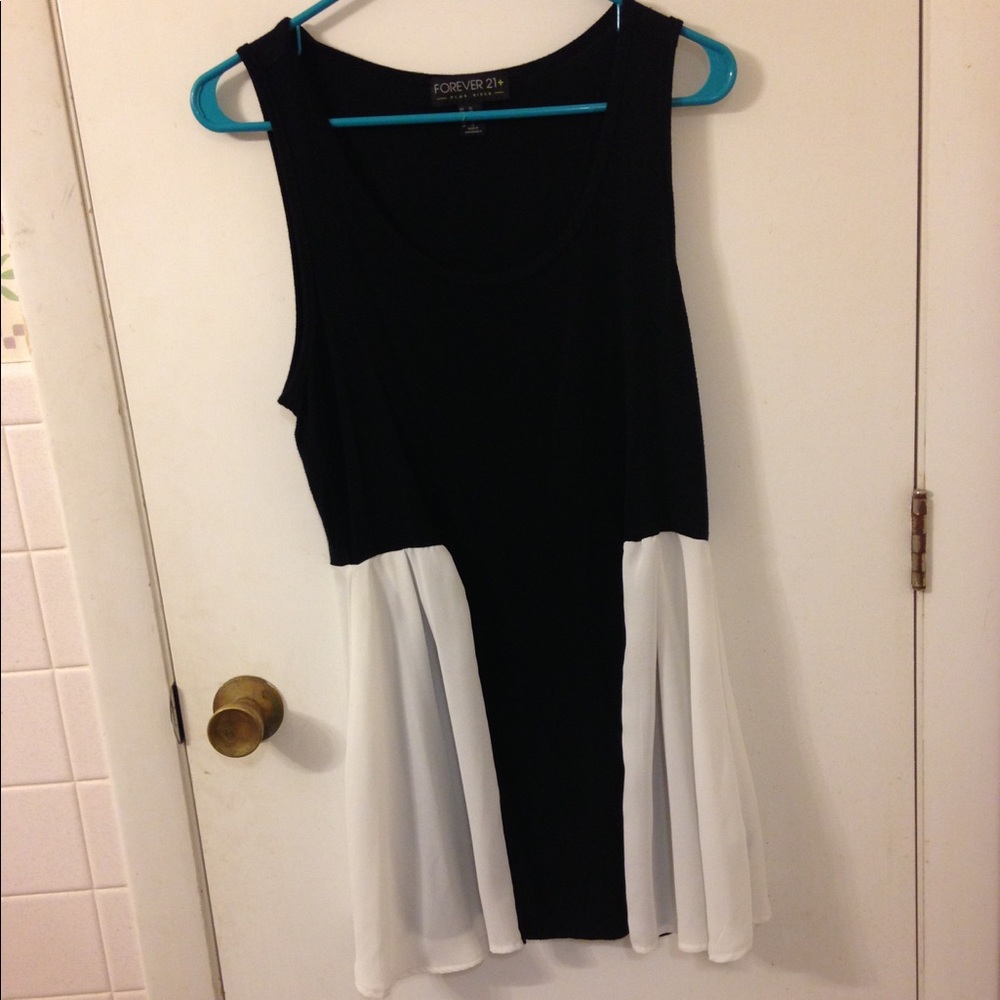 Black Tank Top with white side pleating